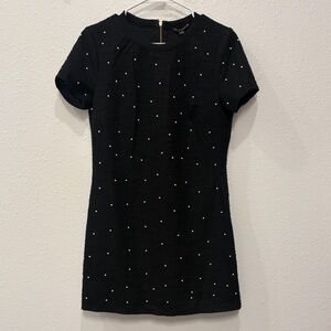 Black Mini Dress with Pearls